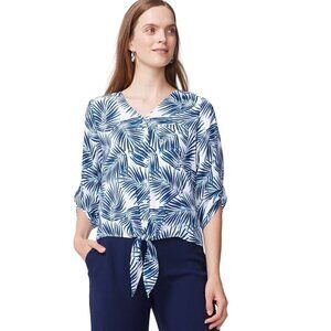 CHICO'S Caribbean Palms Tie-Front Blouse - Size Medium